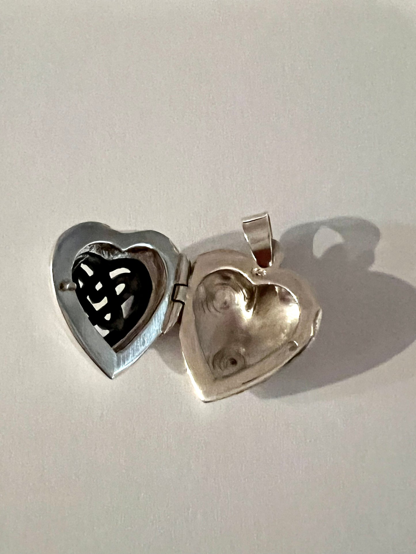 Sterling Silver Celtic Heart Locket Opened