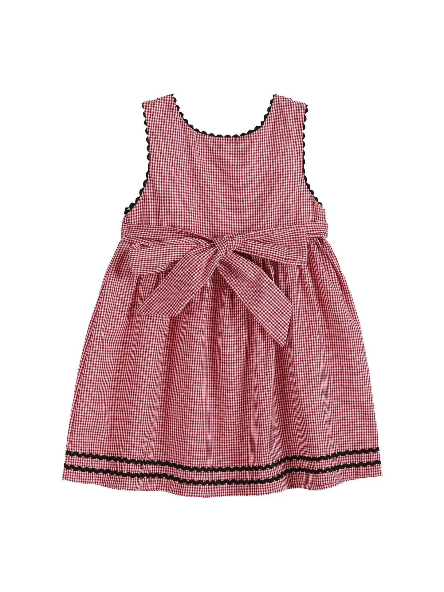 Red Gingham Cow Button Dress