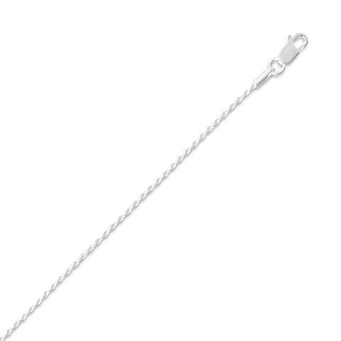 Sterling Silver Diamond Cut Rope Chain Necklace (1mm) - 16”