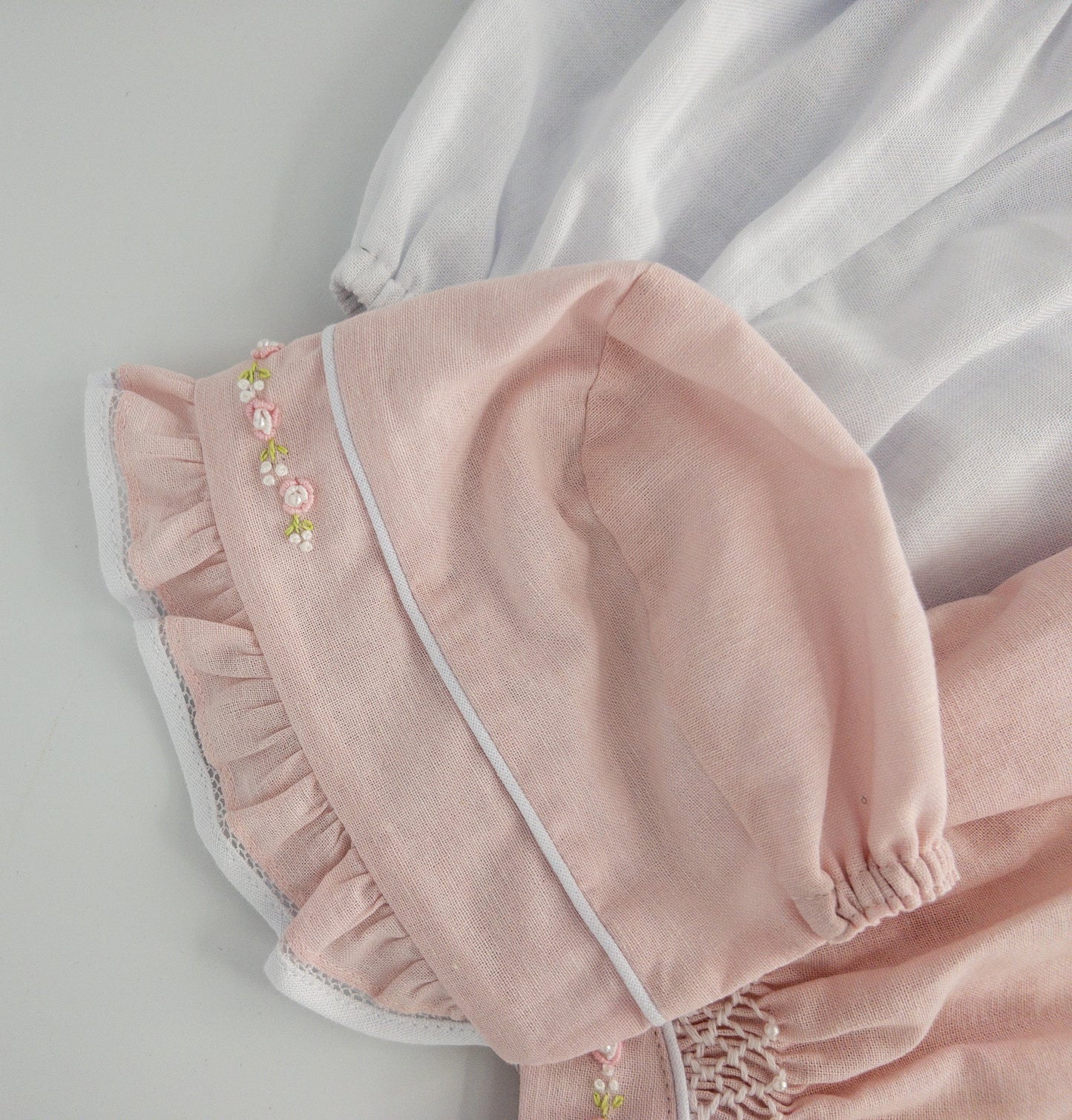 Pink Linen Baby Bonnet