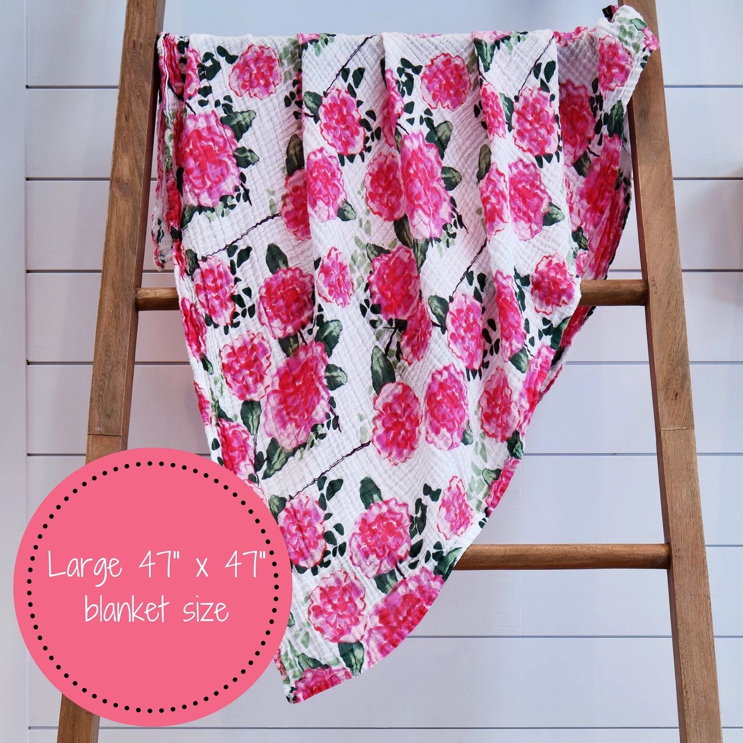 Girls' Muslin Swaddle Blanket in Peony Floral Print