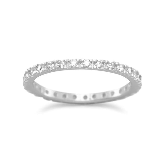 Rhodium-Plated Sterling Silver CZ Eternity Band