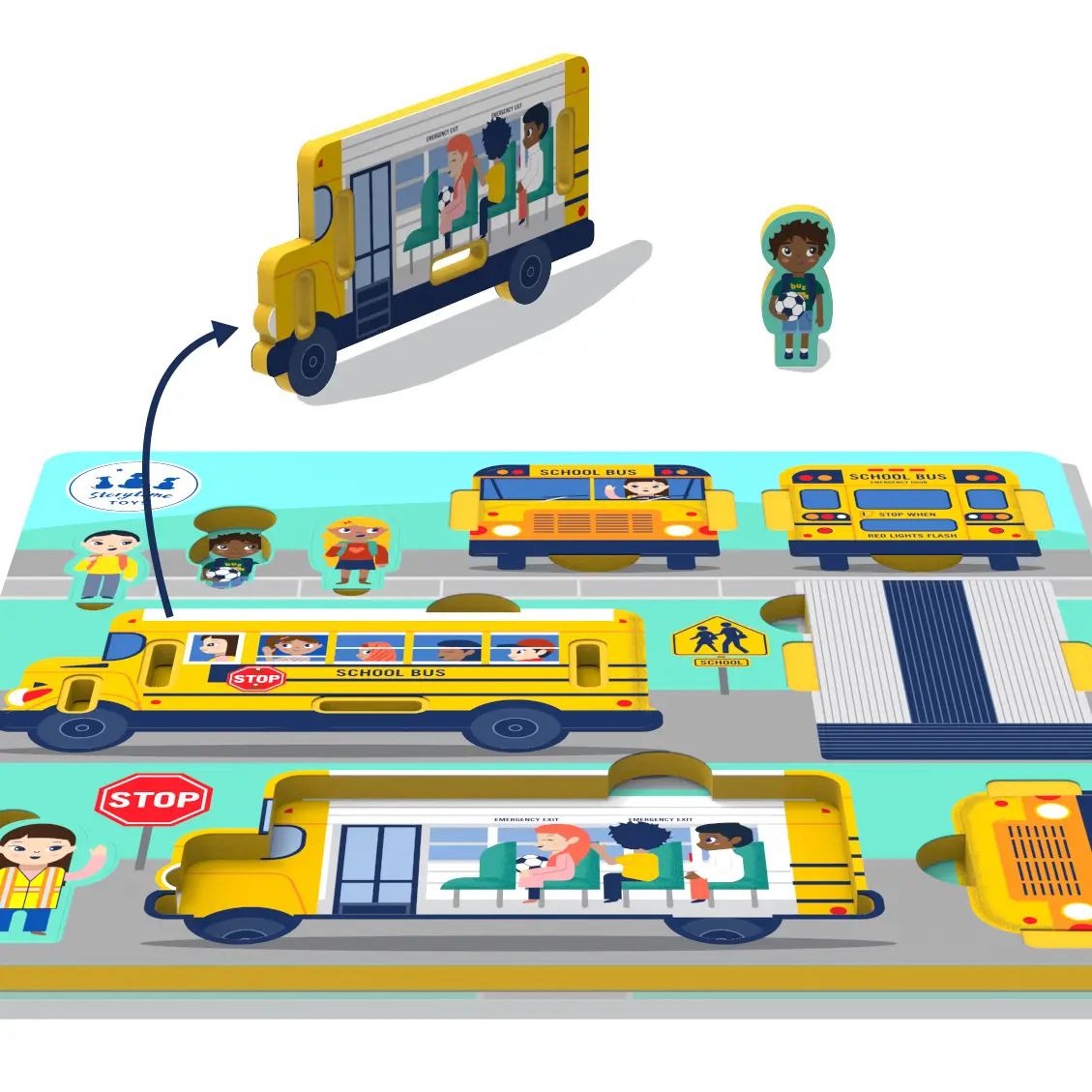 School Bus Toy Puzzle Play Set