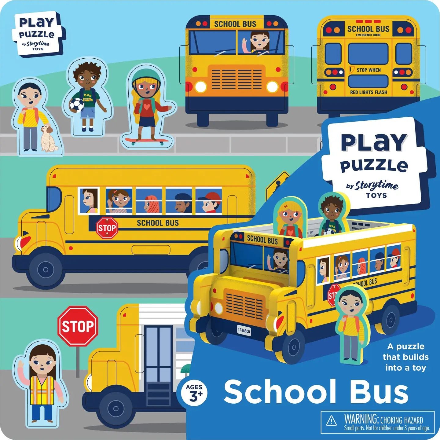 School Bus Toy Puzzle Play Set
