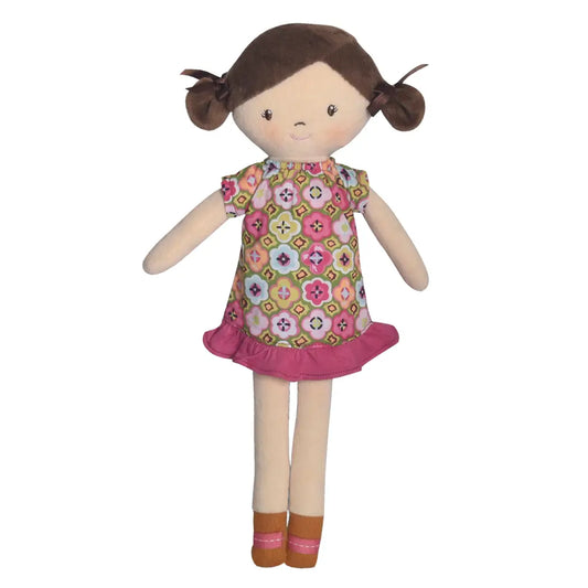 Girls Cloth Rag Doll with Brown Hair