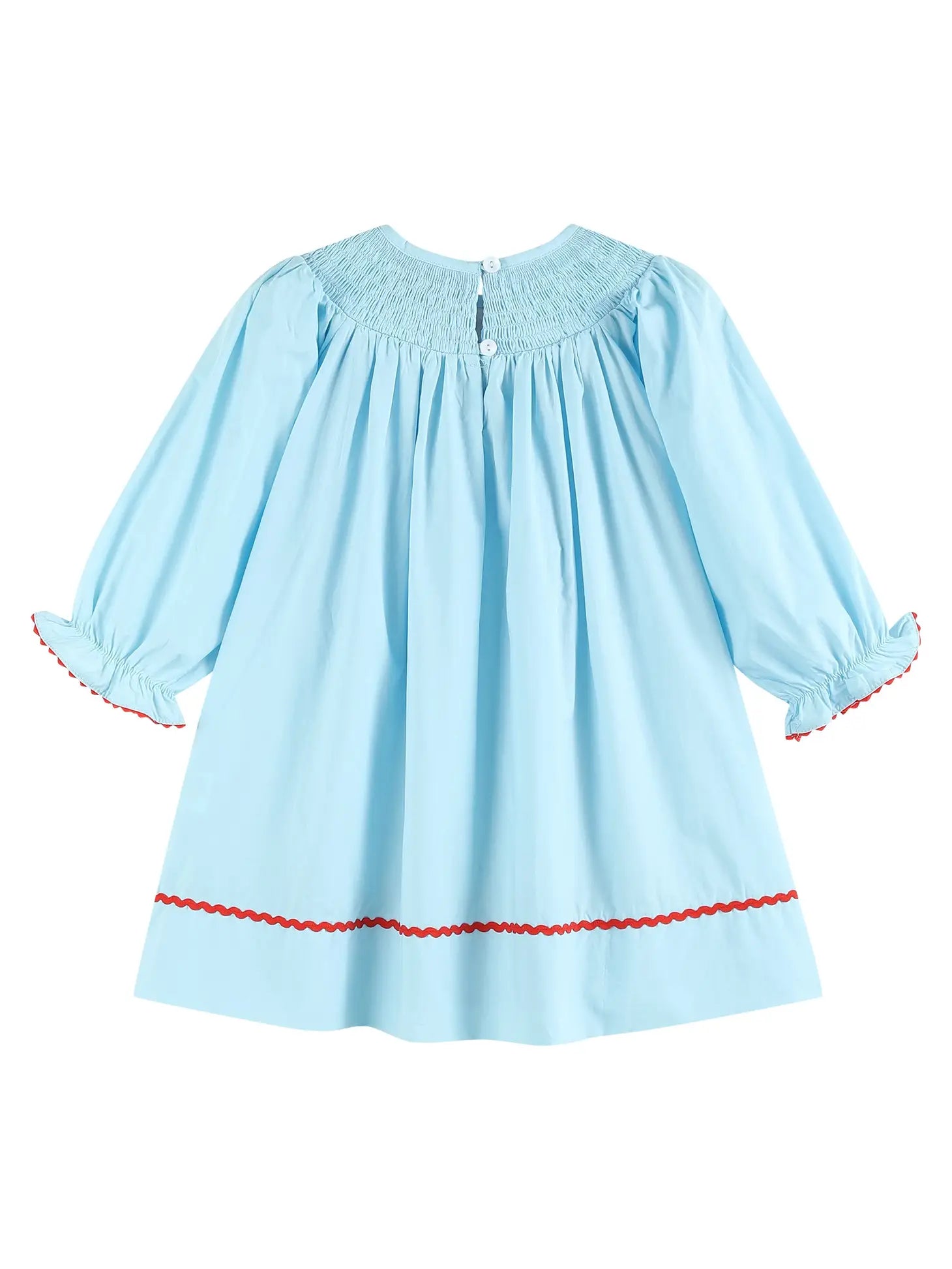 Blue Santa Smocked Bishop Dress, 3T / Blue Blue Santa Smocked Bishop Dress, 3T / Blue