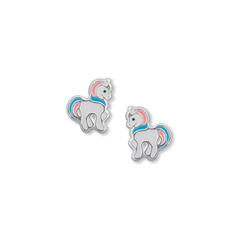 Enamel Sterling Silver Unicorn Stud Earrings